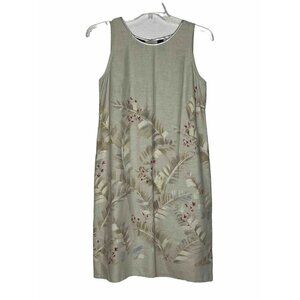 liz claiborne Sleeveless Linen Dress Sz 12 Zip Back Petite Lizsport Tropical